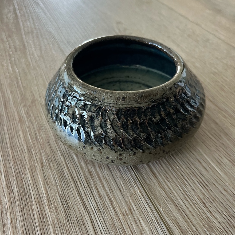 Handcrafted Ceramic Bowl - Brown and Blue